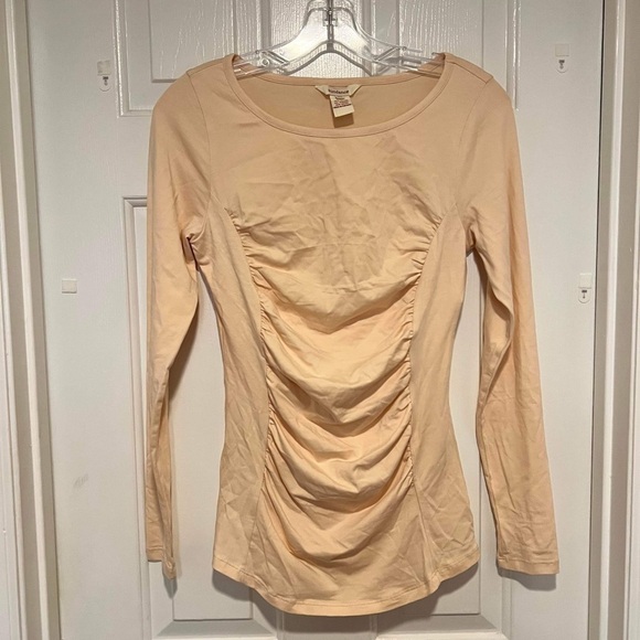 Sundance Princess Ruched Long-Sleeve Top Cream Pink XS E2 - Picture 3 of 4